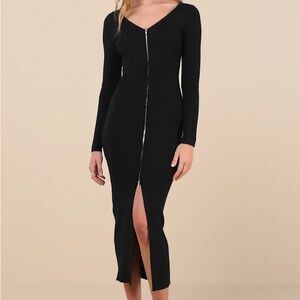 Lulu's Black Ribbed Knit Sweater